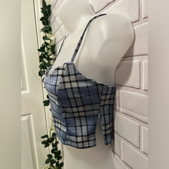 STREETWARE SOCIETY Blue Plaid Two-Piece Set Top & short-skirt/size S - Picture 12 of 16